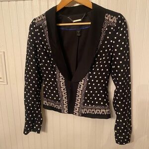 White House Black Market Black and White Polka Dot Blazer